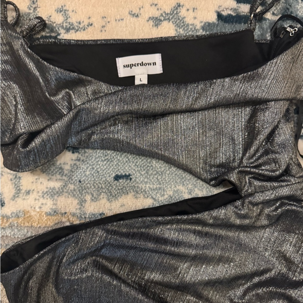 EUC Superdown Miyah Metallic Cut-Out Maxi Dress - Size L - Picture 4 of 5